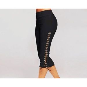 Lace up skinny leggings